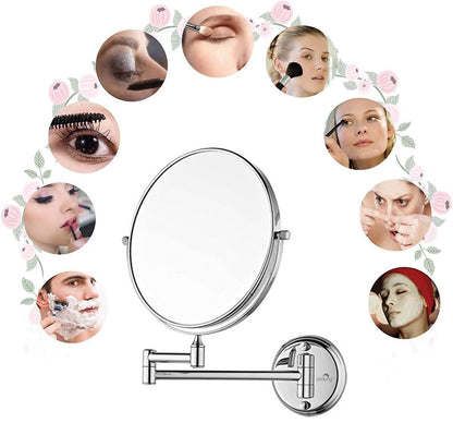 Round Double-Sided Magnifying Makeup Mirror 5X/1X Stainless Steel Silver 8 Inch