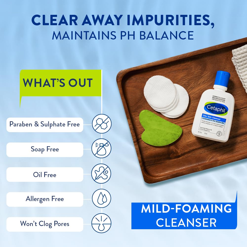 Cetaphil Oily Skin Cleanser, Foaming Face Wash, 125ml