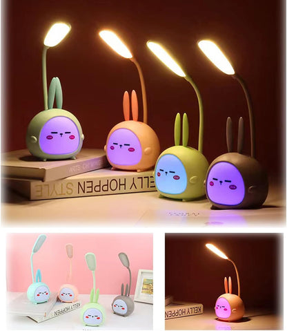 LED Desk Lamp with Eye Protection - Rechargeable, Portable, 2 Lighting Modes, Yellow Plastic, Cute Design