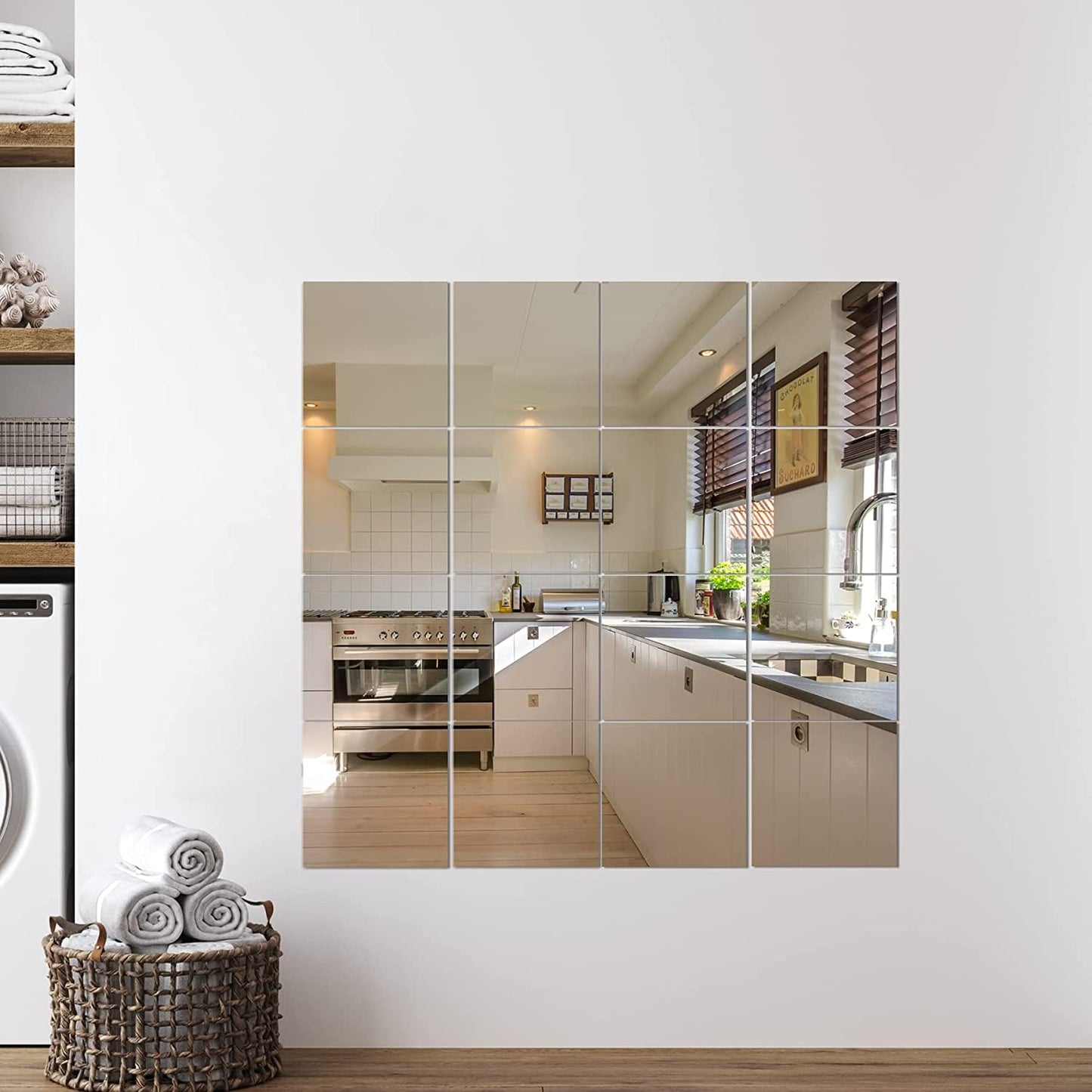 Frameless Full Length Mirror Tiles - Acrylic, Rectangular, 13.7x12 Inch, Pack of 8
