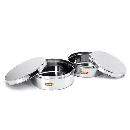 Sumeet Stainless Steel Flat Canisters/Storage Containers Set Of 2Pcs (1.2Ltr,1.5Ltr)