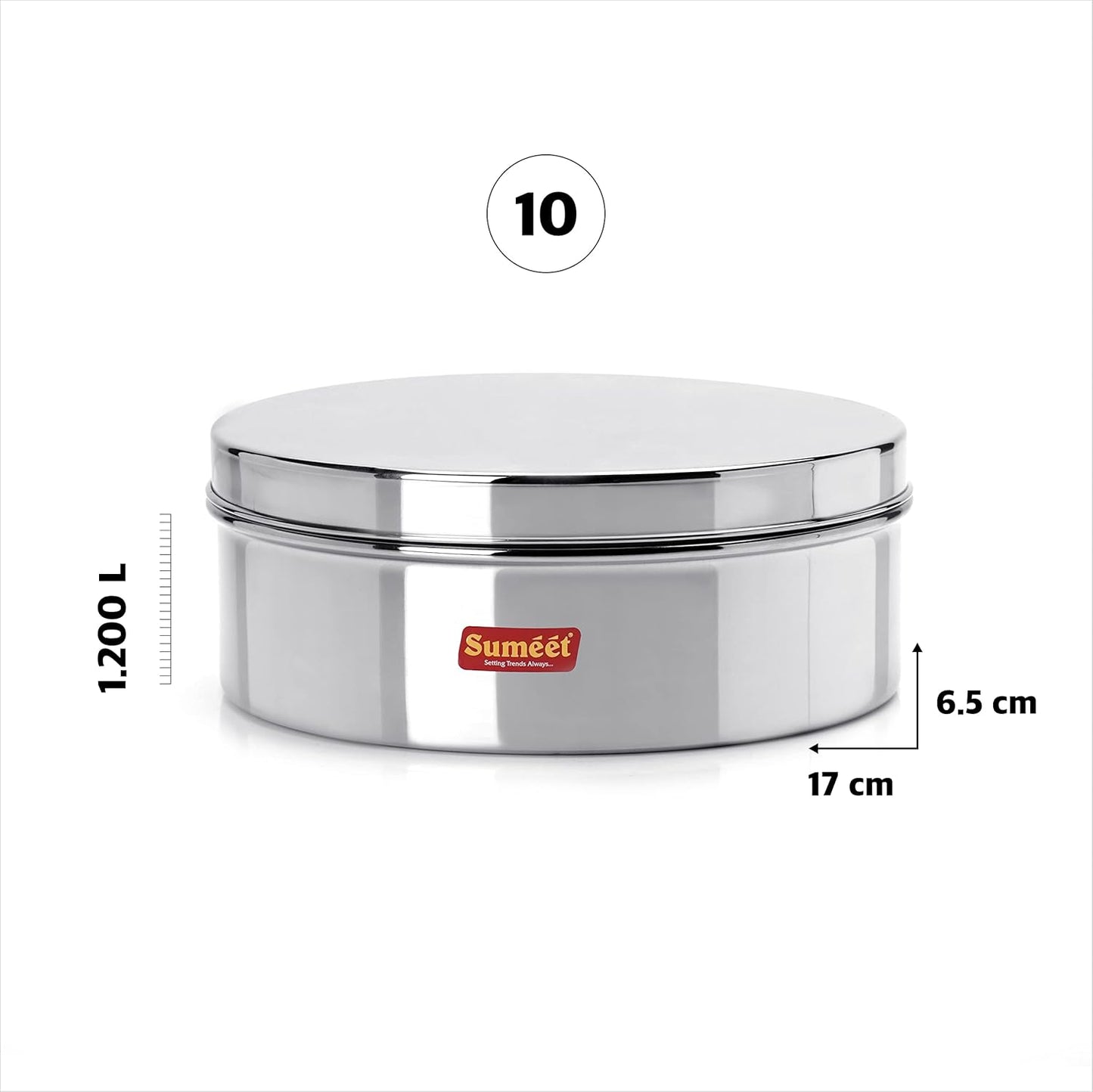 Sumeet Stainless Steel Flat Canister/Storage Container (1.2Ltr) (17Cm)