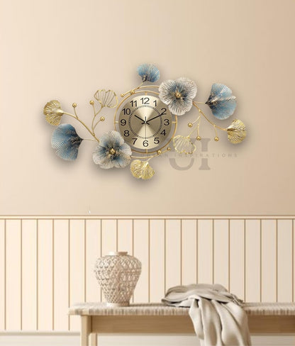 Antique gold wall clock dial detail with Roman numerals
