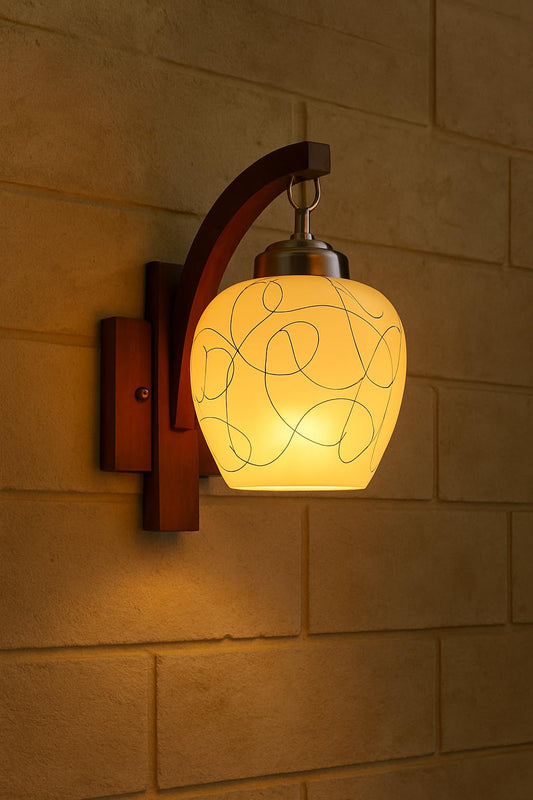 Modern Wall Lamp with Rustic Touch - Black & White - Indoor Decorative Light - E27 Fitting