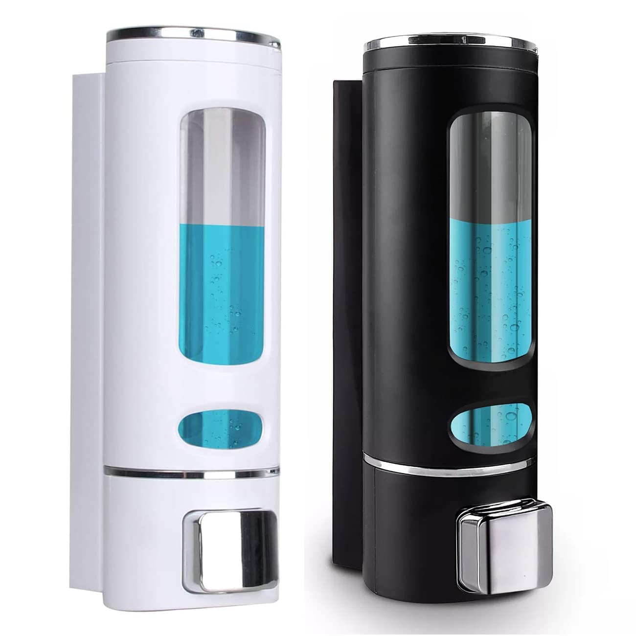 Wall Mounted Soap Dispenser - Black & White - ABS Plastic - 400ml - 6x9x22 cm
