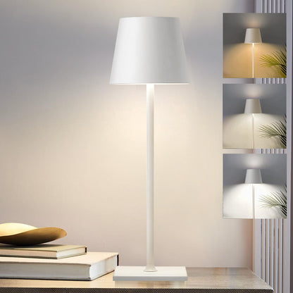 LED Floor Lamp with Adjustable Brightness - White Fabric Shade - Modern Minimalist Design - Tall Space-Saving Lamp