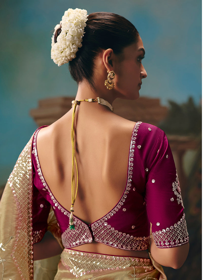 Monjolika Fashion Multicolor Fancy Fabric Saree With Embroidered Work