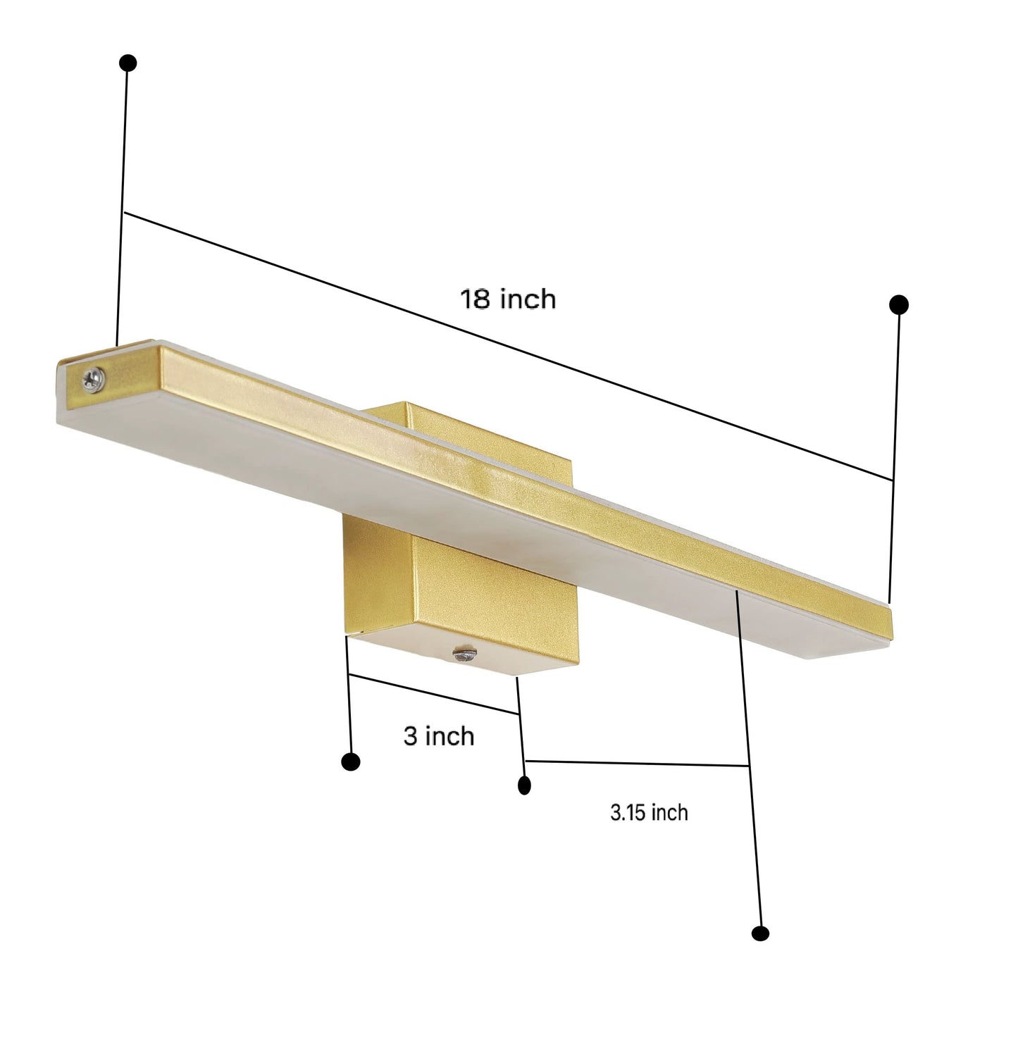 LED Wall Light 15W Modern Black Metal & Acrylic 18 Inch for Bathroom & Bedroom