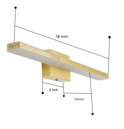 LED Wall Light 15W Modern Black Metal & Acrylic 18 Inch for Bathroom & Bedroom