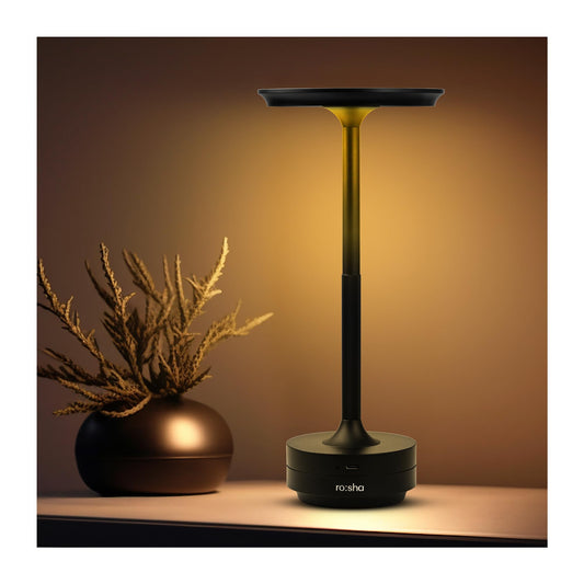 Wireless LED Table Lamp with Black Finish - 6500 mAh Battery - 14 Hours Usage