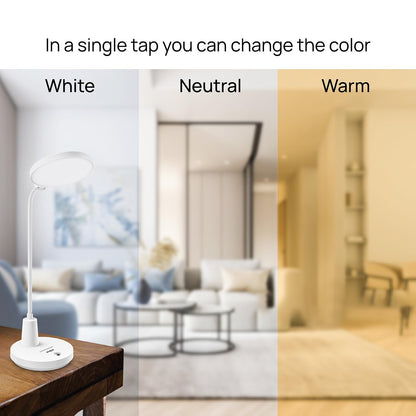 LED Table Lamp with 3 Color Modes and Touch Control - 8W Portable Desk Lamp - Adjustable Design