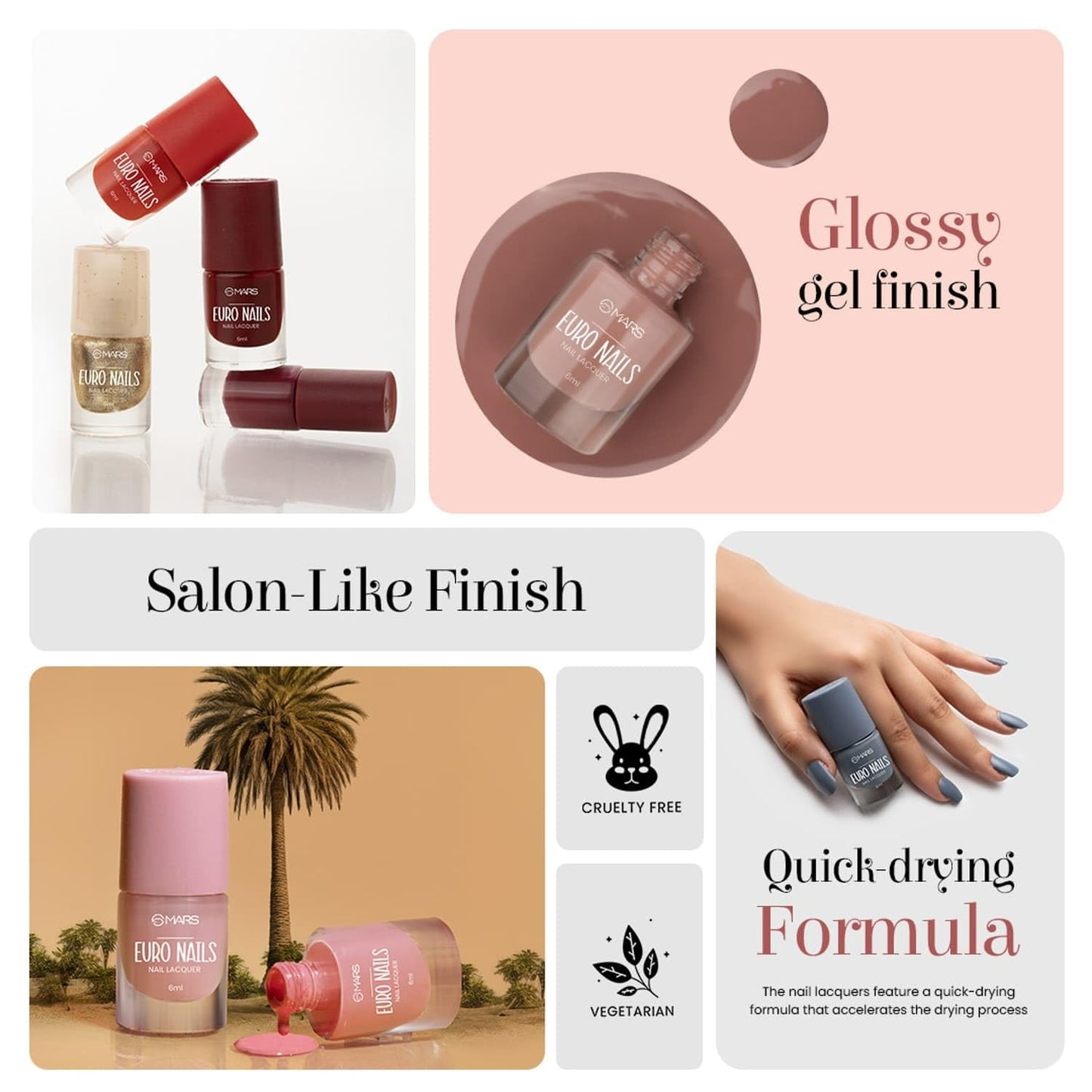Glossy Gel Nail Lacquer, Rich Pigment, Quick Dry, 6ml, Shade 44