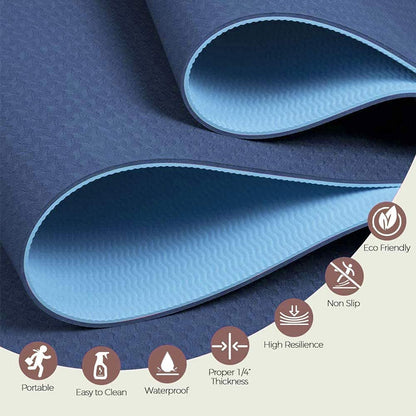 Extra Thick TPE Yoga Mat with Carry Bag & Strap - 6mm