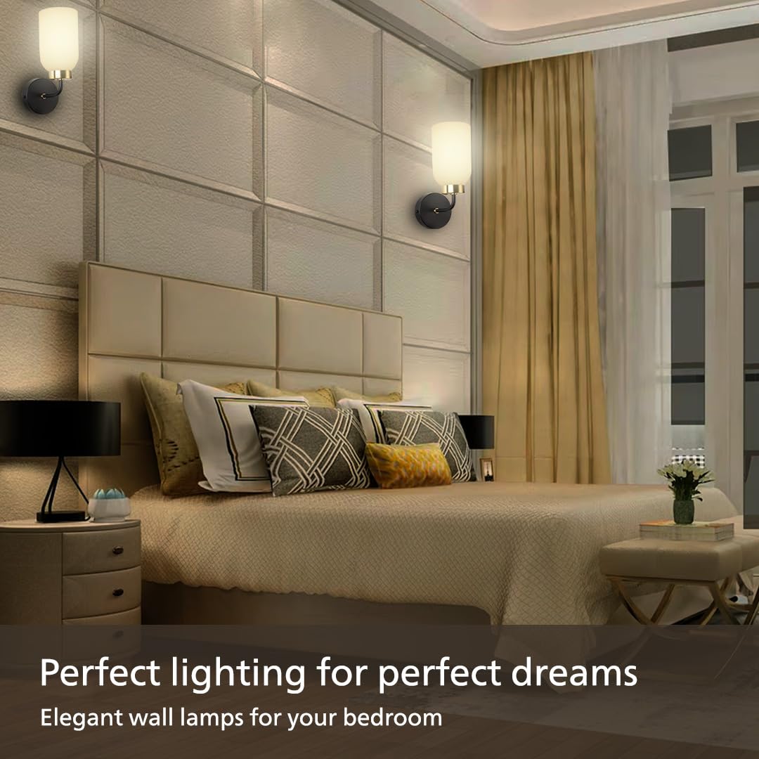 Wall Light Modern Design Black & Brass Finish E27 Compatible 9W Max Size