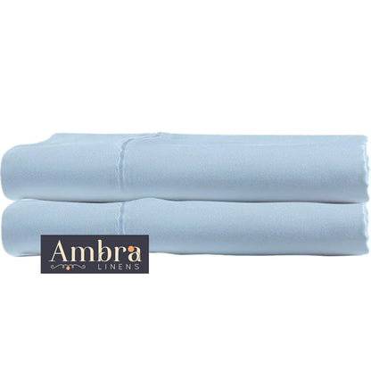 Ambra Linens Ultra Soft Pillow Protectors 400TC Set of 2 Breathable Pillow Covers-Sky Blue