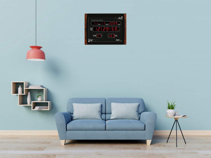 Digital Wall Clock with Red LED Display, 39.6 cm x 29.6 cm, Electric Powered