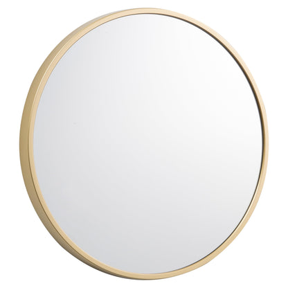 Round Wall Mirror - HD Clear Image - Gold - 16 Inch - Metal Frame - Easy Installation