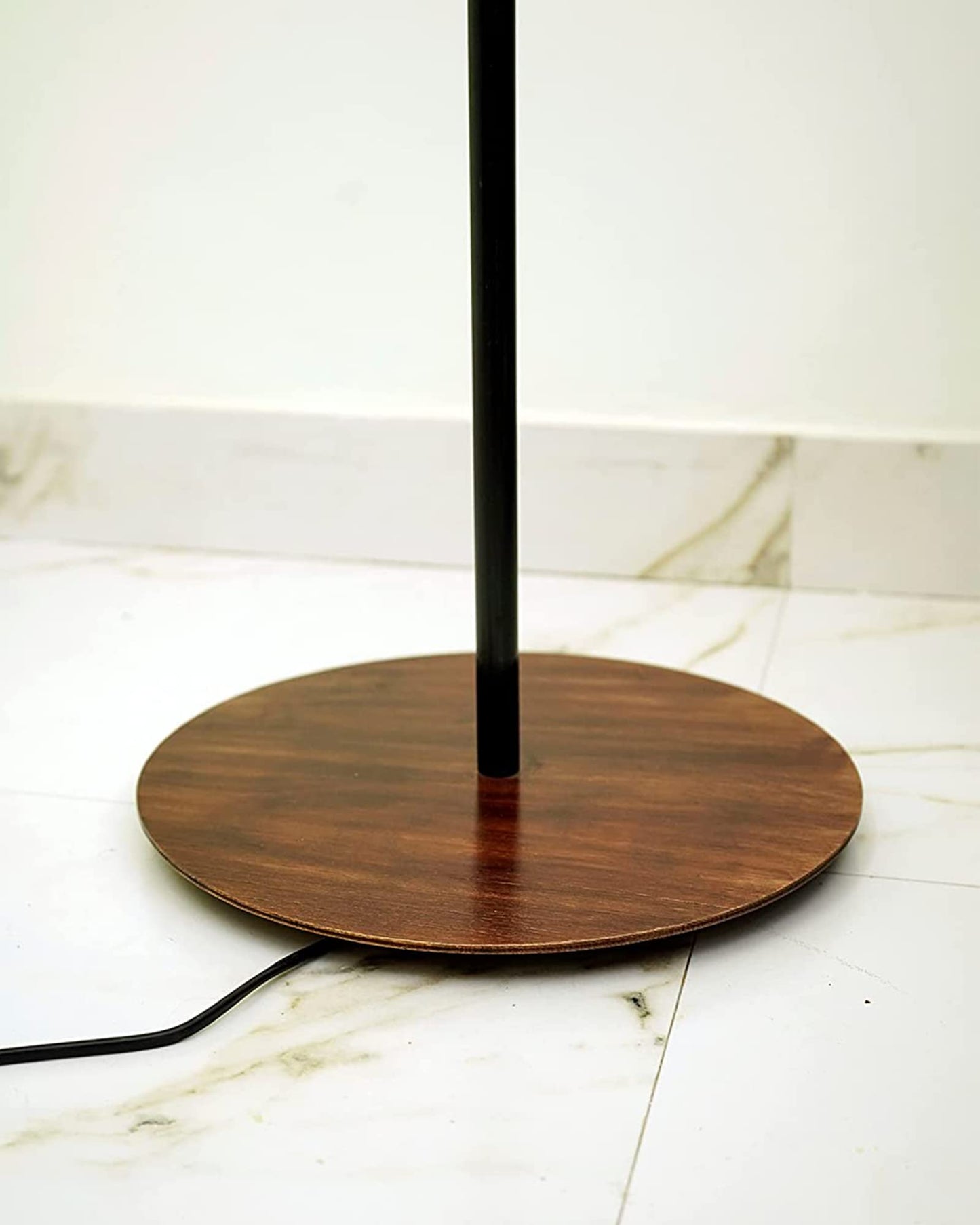 LED Floor Lamp with Black Torchiere Base and White Frosted Glass Shade - 27.9cm Width, 132cm Height