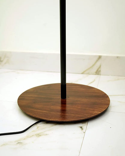 LED Floor Lamp with Black Torchiere Base and White Frosted Glass Shade - 27.9cm Width, 132cm Height