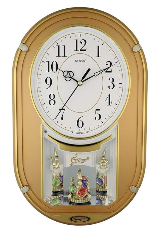 Musical Pendulum Wall Clock (26.8 cm x 7.2 cm x 43.5 cm, AQ-2127) (Copper)