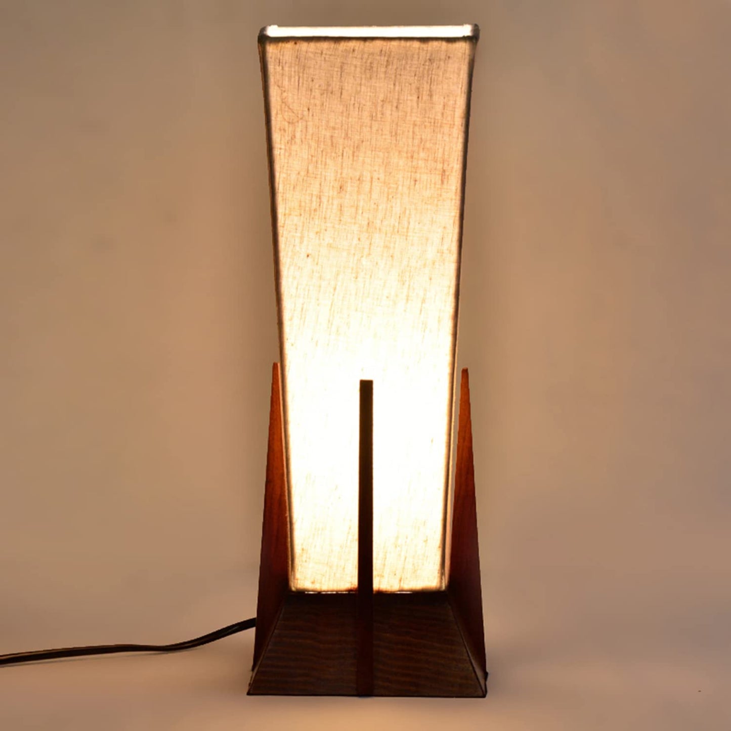 Table Lamp Handmade Pyramid Design Sheesham Wood Brown 14 Inch Without Bulb