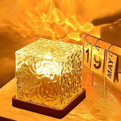 LED Ocean Wave Projector Lamp with Crystal Base - 3D Water Wave Effect - Size: Cube