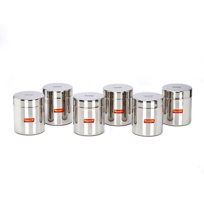 Sumeet Stainless Steel Small Canisters/Jars/Ubha Dabba/Storage Containers set of 6Pcs, 750 ML Capacity Each