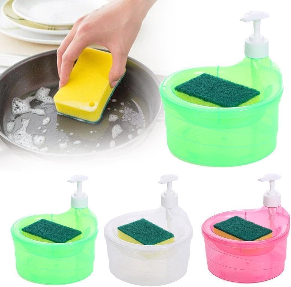 Kitchen Soap Dispenser 2 in 1 - Dual-Sided Design - White - 15 x 16 x 17 CM