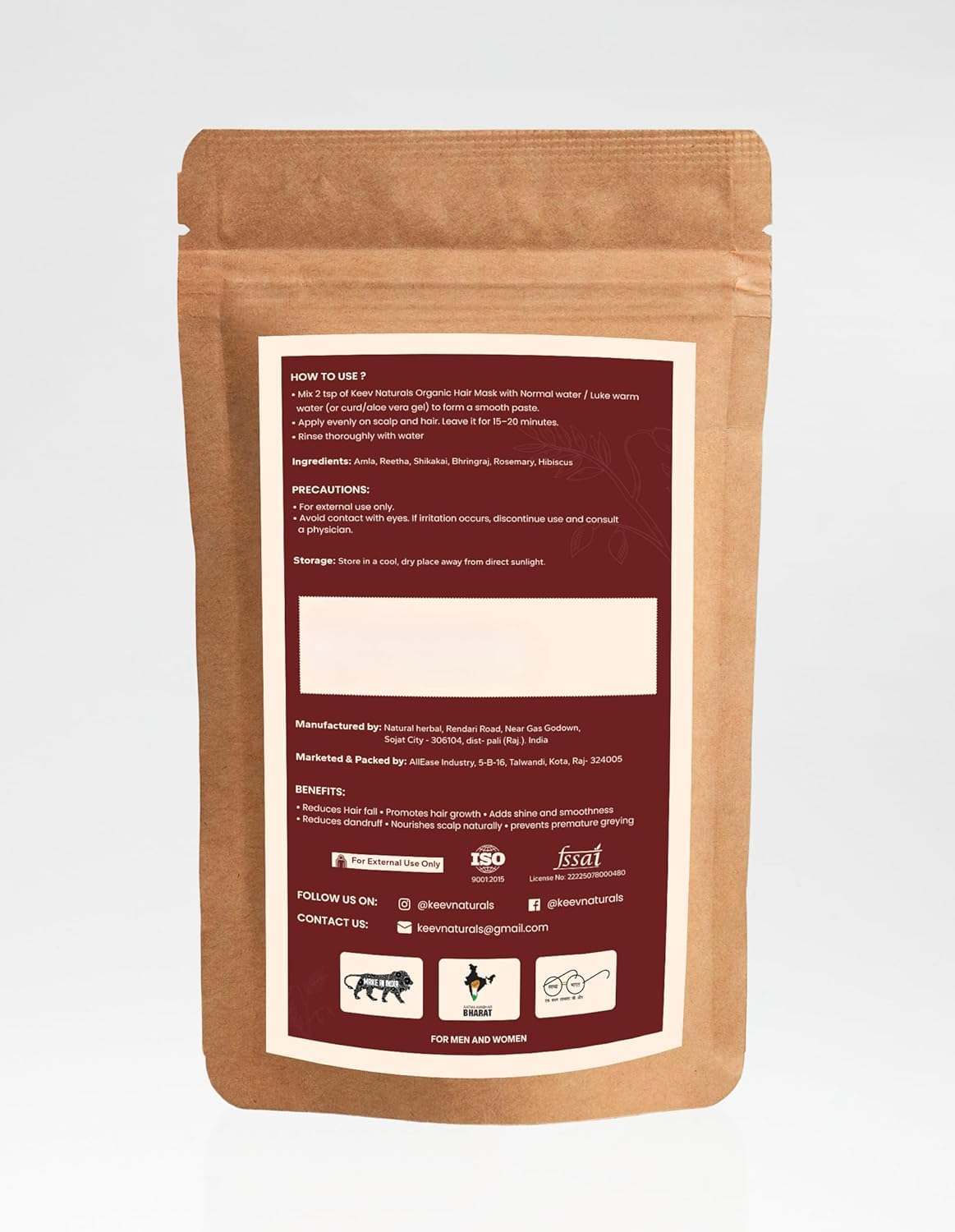 Natural Herbal Hair Mask Powder for Dandruff & Hair Fall Control - 250g