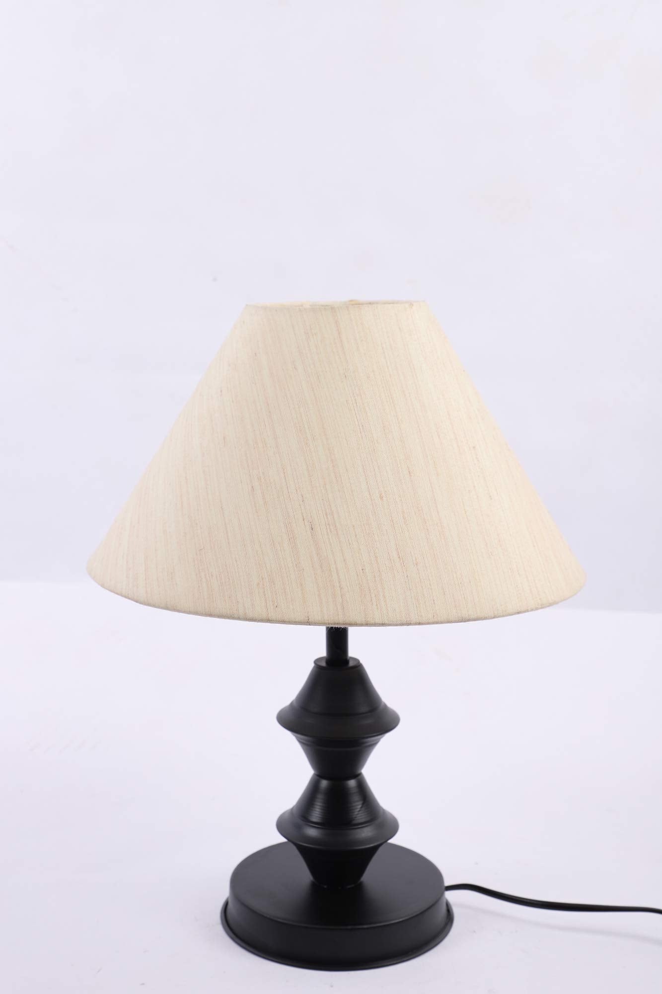 Table Lamp with Cotton Shade and Metal-Iron Base - 13 Inch - Off White