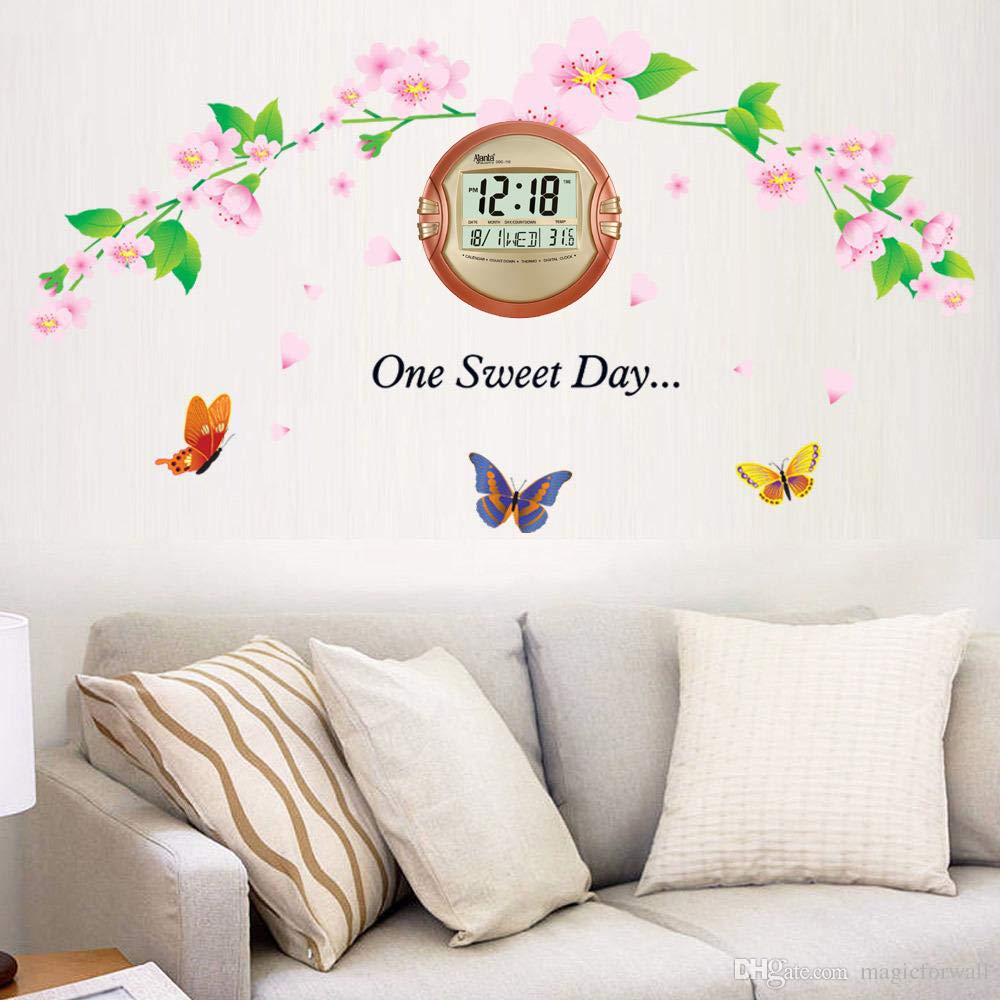 Digital Round Wall Clock - Golden Plastic, 26.5 cm, Quartz Movement