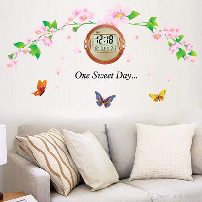 Digital Round Wall Clock - Golden Plastic, 26.5 cm, Quartz Movement