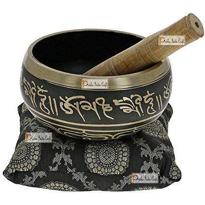 Singing Bowl Tibetan Design Black Metal 4.5 inches