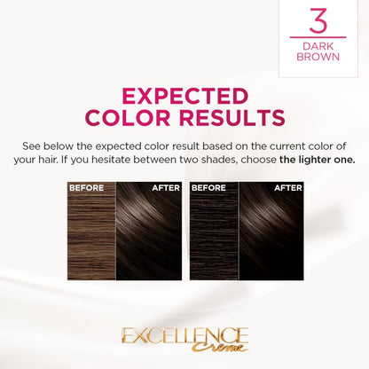 L'Oreal Excellence Creme Hair Color 3 Dark Brown 72ml+100g