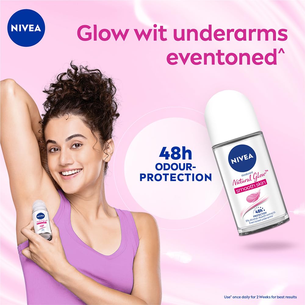 NIVEA Natural Glow Deodorant Roll On for Women, 50ml