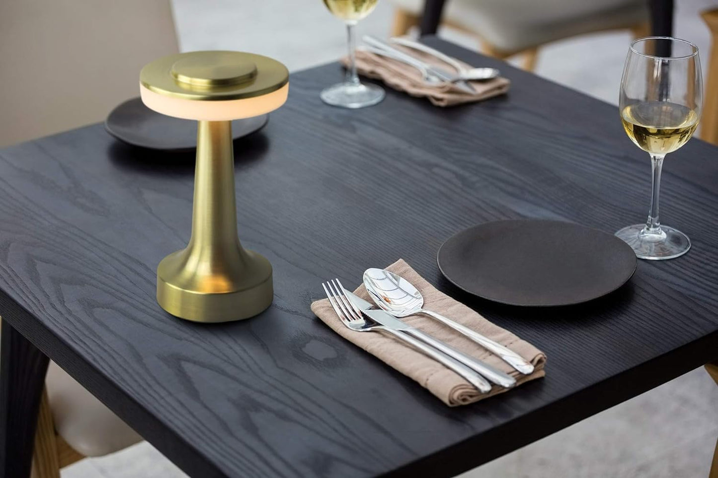 LED Table Lamp with Touch Sensor Gold Finish Rechargeable 3-Levels Brightness 30cm