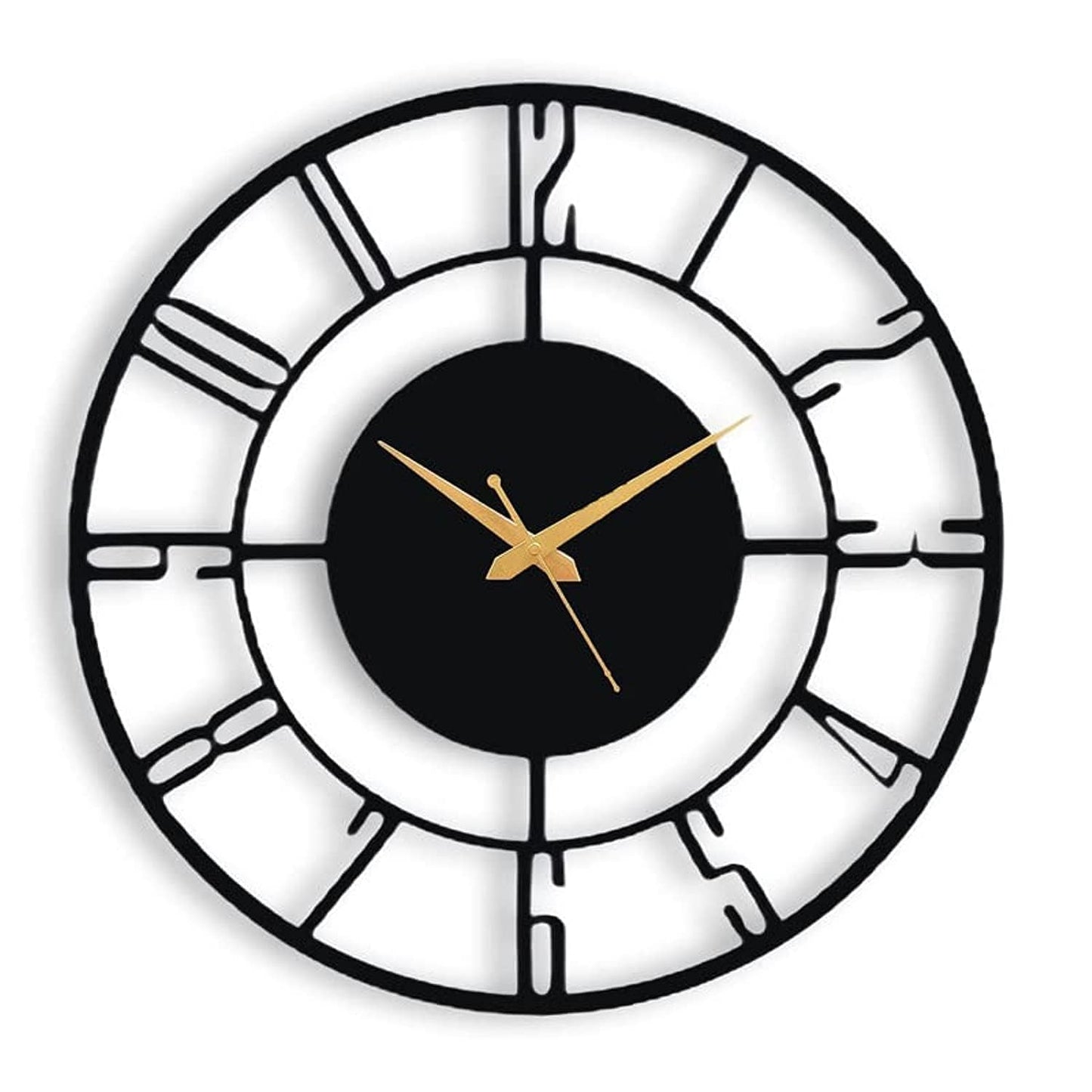 Large Metal Wall Clock with Silent Sweep Movement - 60 cm, Antique Design for Living Room and Bedroom