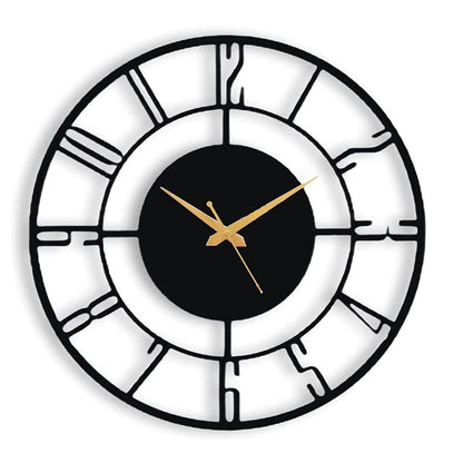 Large Metal Wall Clock with Silent Sweep Movement - 60 cm, Antique Design for Living Room and Bedroom