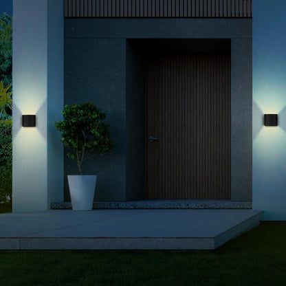 LED Wall Light Up & Down Waterproof Black Aluminium 4W 2700K