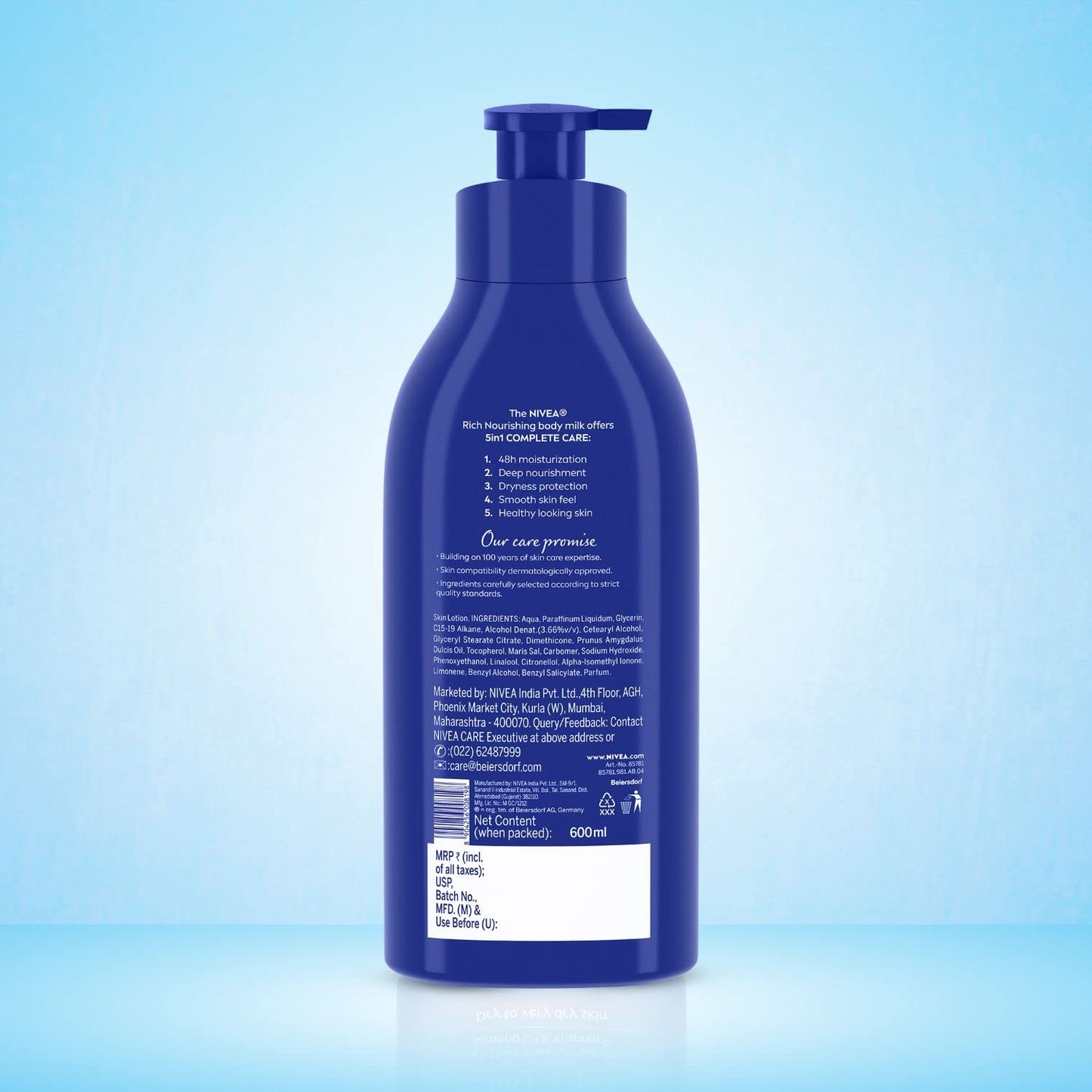 NIVEA Nourishing Body Milk Lotion 600ml 48H Moisture Almond Oil