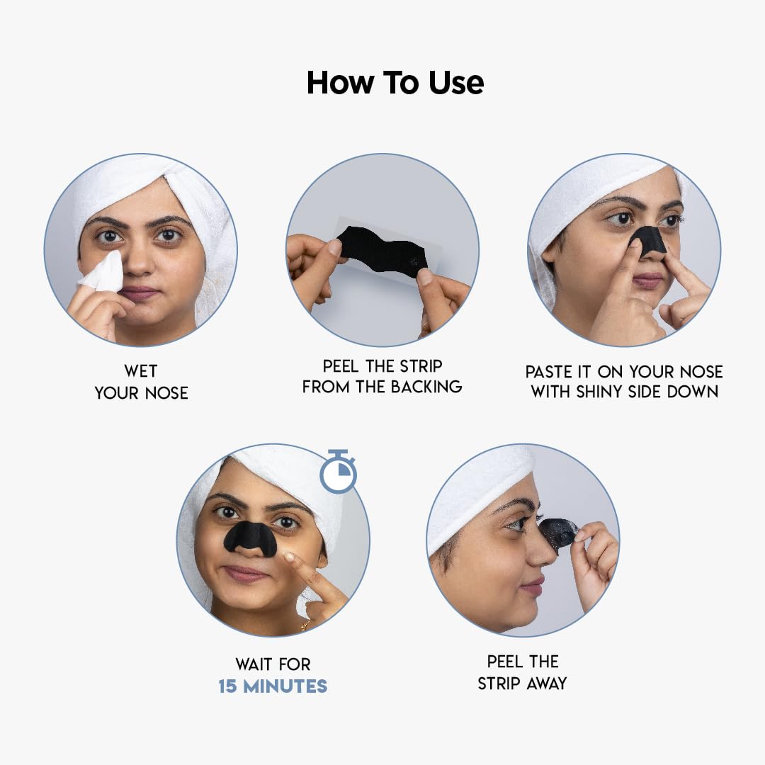 Charcoal Nose Strips with Aloe & Tea Tree Oil - Pack of 6