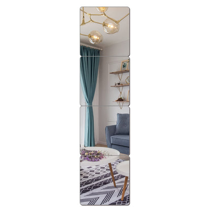 Full Length Wall Mirror - Modern Shatterproof Acrylic - Silver - 8x8 inches - Rectangular Design