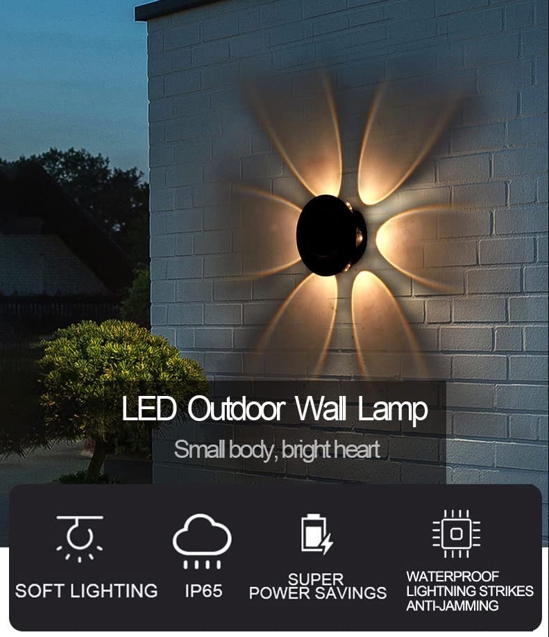 LED Wall Light - Modern Waterproof Design - Black Aluminium - 12 Watts - 600-720 Lumens