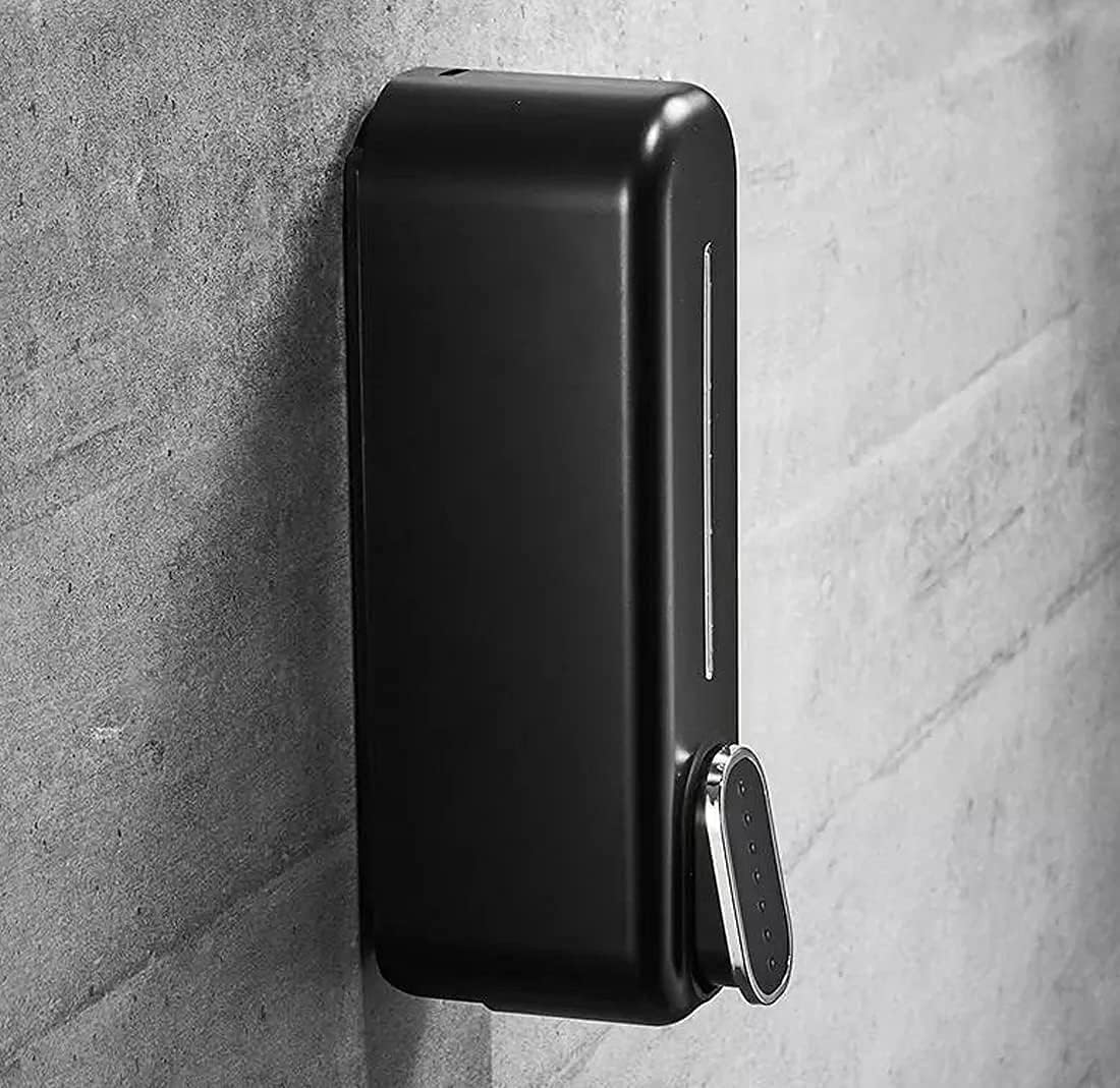 Wall Mounted Soap Dispenser - Black ABS Plastic - 350ml Capacity - Easy Assembly
