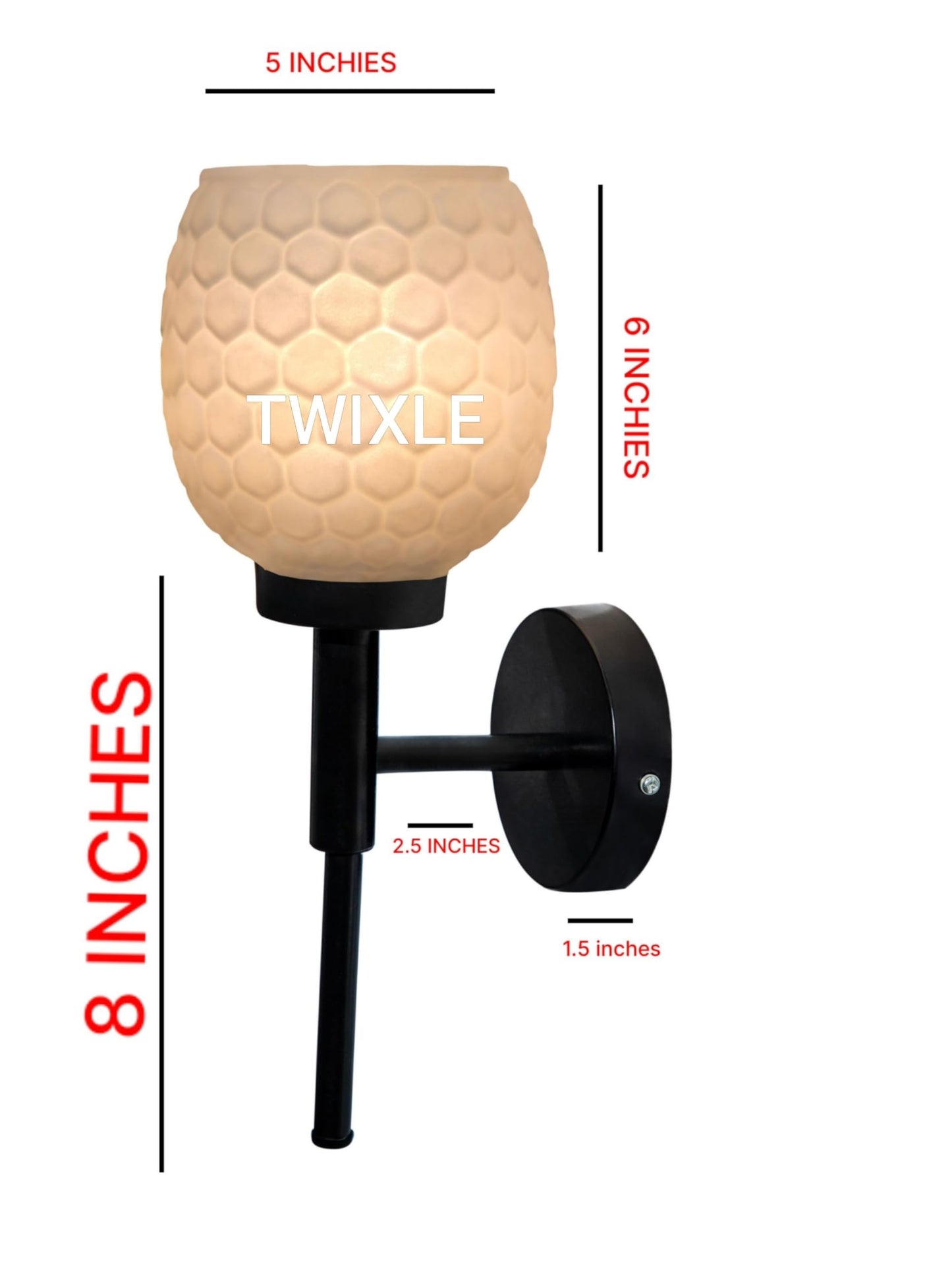 LED Wall Light Honeycomb Design Black and Glass 20 cm Height