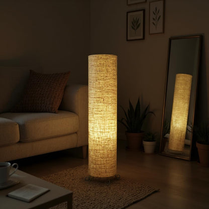 Dimmable Floor Lamp with Cotton Shade - Brown - Modern Design for Living Room, Bedroom, Office