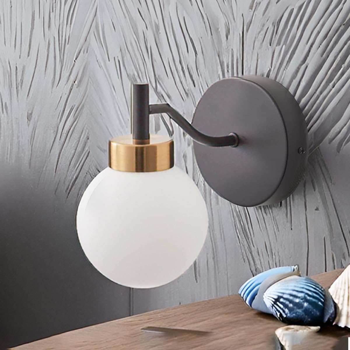 Wall Light Modern Decorative Gold Metal with Glass Shade E27 Holder 30cm
