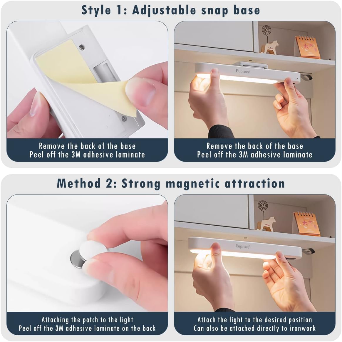 LED Desk Lamp with Magnetic Base, Adjustable 90° Angle, USB Charging, 3 Color Light Modes, White