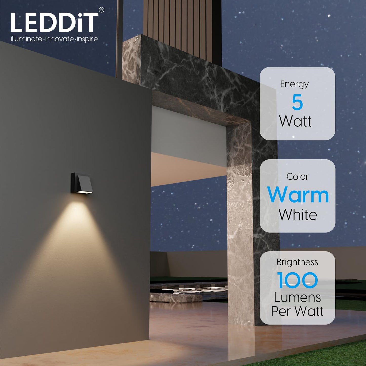 LED Wall Light Up Down Design Aluminium Waterproof IP65 Warm White 5-Watt