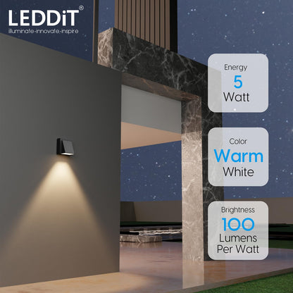 LED Wall Light Up Down Design Aluminium Waterproof IP65 Warm White 5-Watt